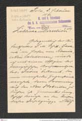 k.k. naturhistorisches Hofmuseum, Intendanzakten 1885-1896 (Hauer), Aktenzahl Z.125/1891, Seite 1